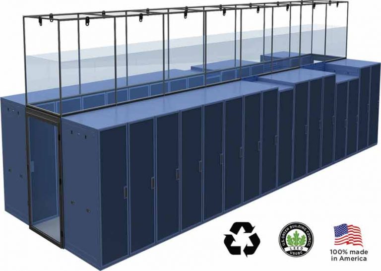 American Made hot and cool aisle containment with doors and servers