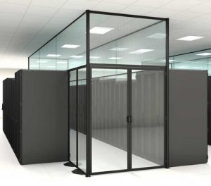 A self supported aisle containment system rendering