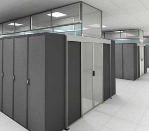 A double sliding aisle containment door rendering