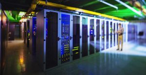 Server row with programmable led lighting in a data center